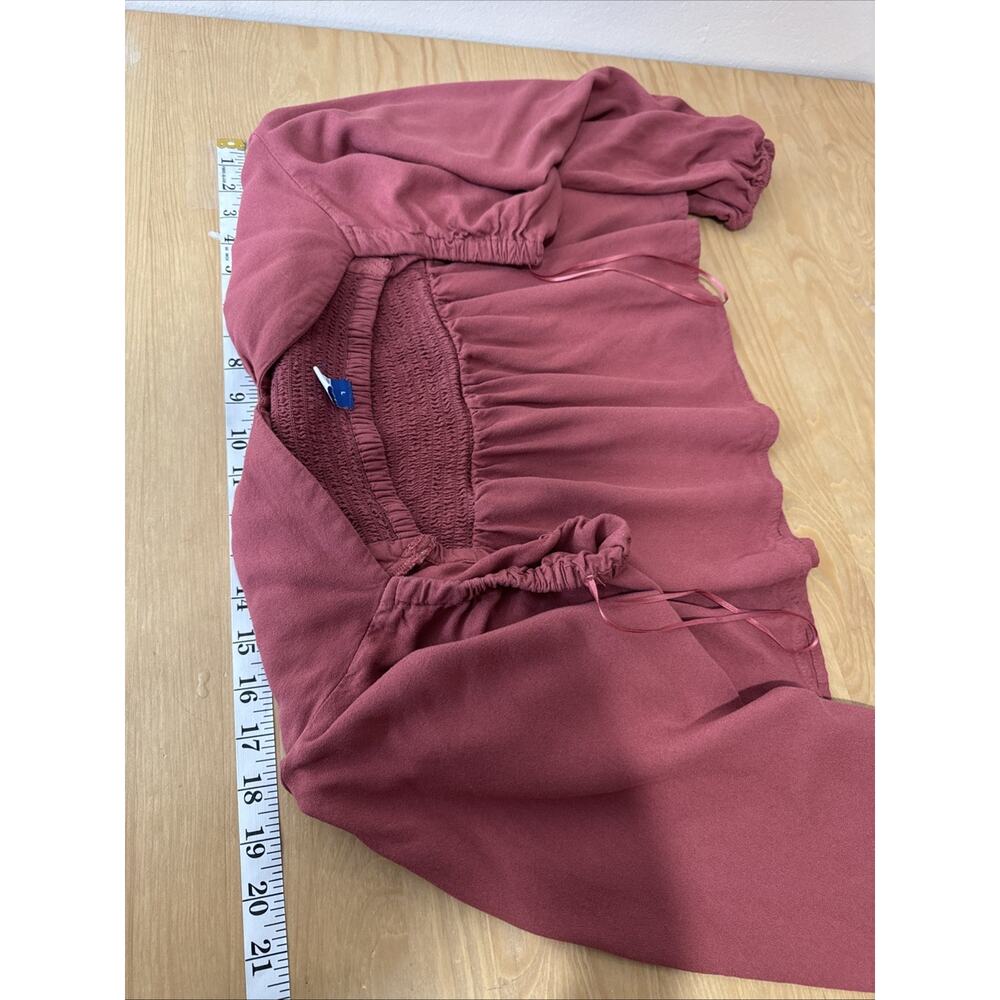 Old Navy Womens Babydoll Top L Ruched Balloon Sleeve Peasant Boho Cottage - Picture 5 of 6